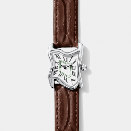 Часы Laphont Brown Square Melting Watch Small Silver Dial White