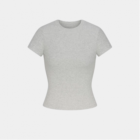 Топ SKIMS Cotton Rib T-Shirt Light Heather Grey