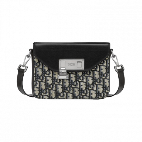 Dior Lock Bag Messenger Oblique Jacquard Calfskin Black