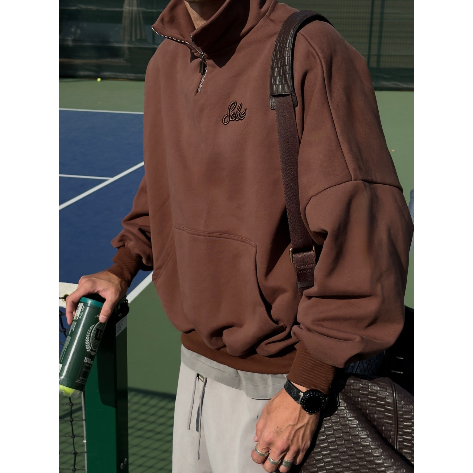 Зип-анорак Sabe Paris Cotton 3D Logo Half-Zip Brown