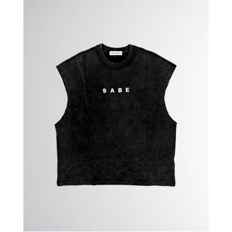Футболка без рукавов Sabe Sleeveless T-shirt White Logo Black