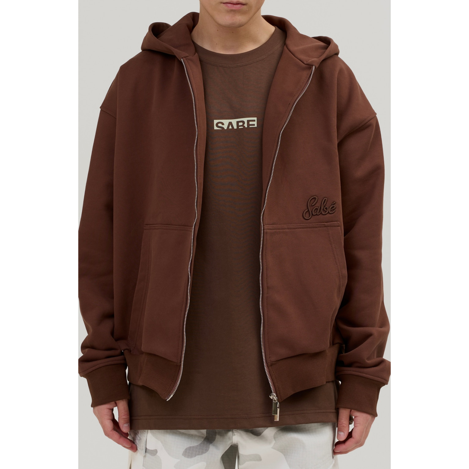 Зип-худи Sabe Paris Cotton 3D Logo Full-Zip Hoodie Brown