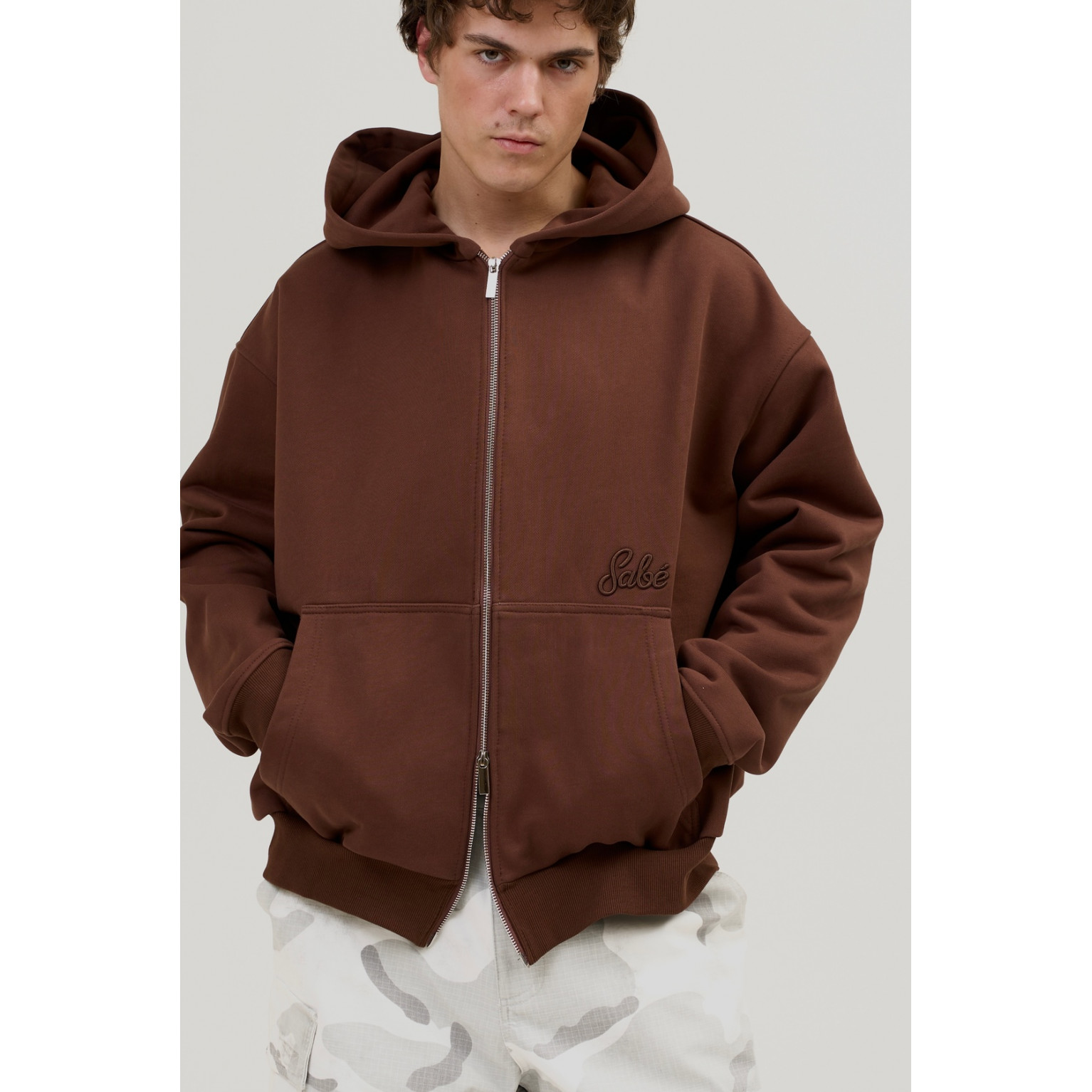 Зип-худи Sabe Paris Cotton 3D Logo Full-Zip Hoodie Brown