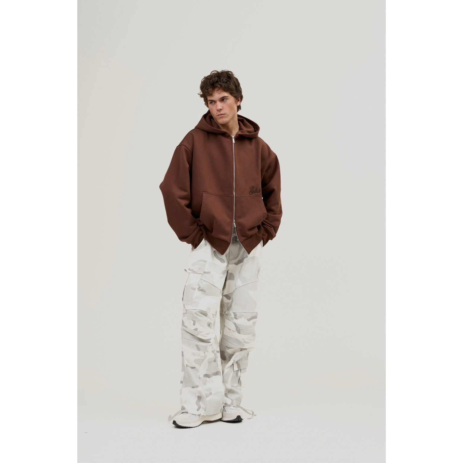 Зип-худи Sabe Paris Cotton 3D Logo Full-Zip Hoodie Brown