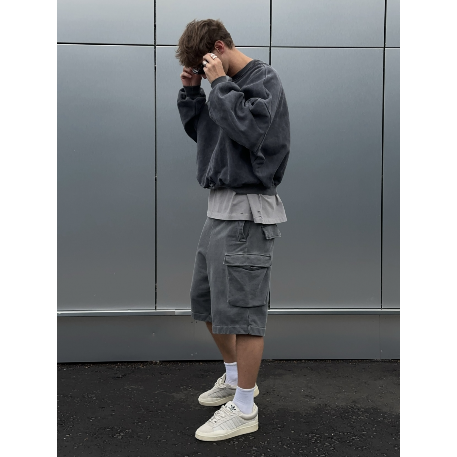 Шорты Sabe Shorts Acid Wash Dark Grey