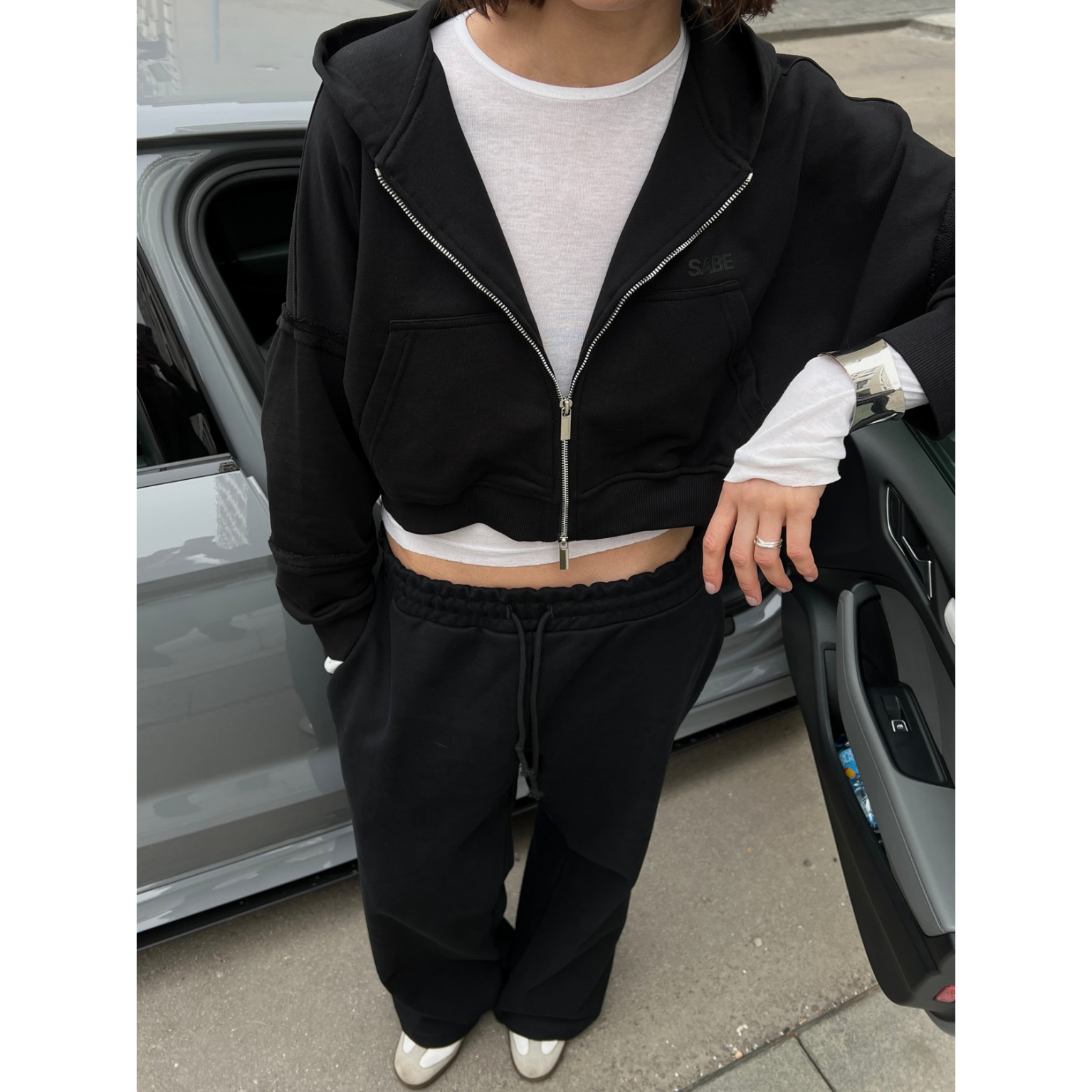 Зип-худи Sabe Logo Cropped Zip-Up Hoodie Black