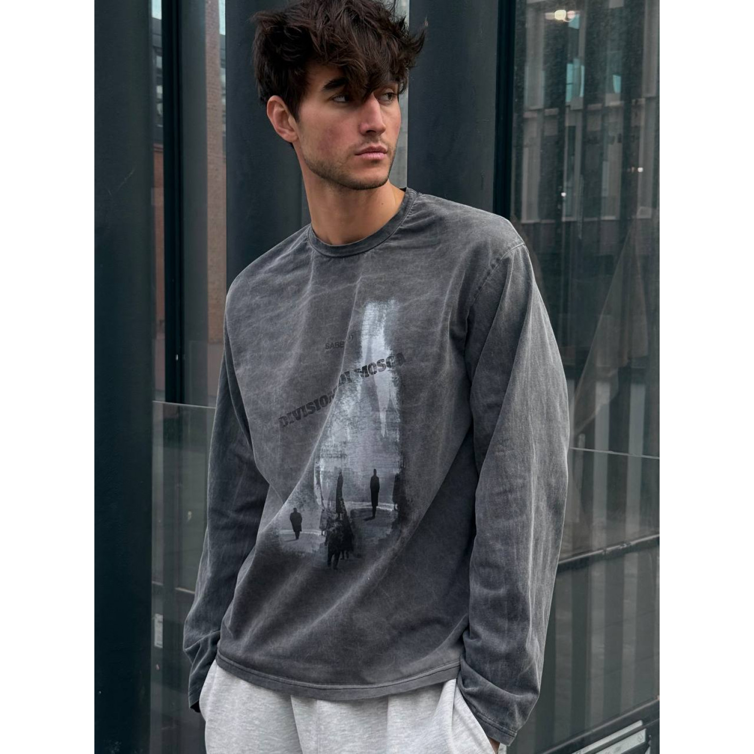 Лонгслив Sabe Longsleeve Di Mosca Acid Wash Dark Grey