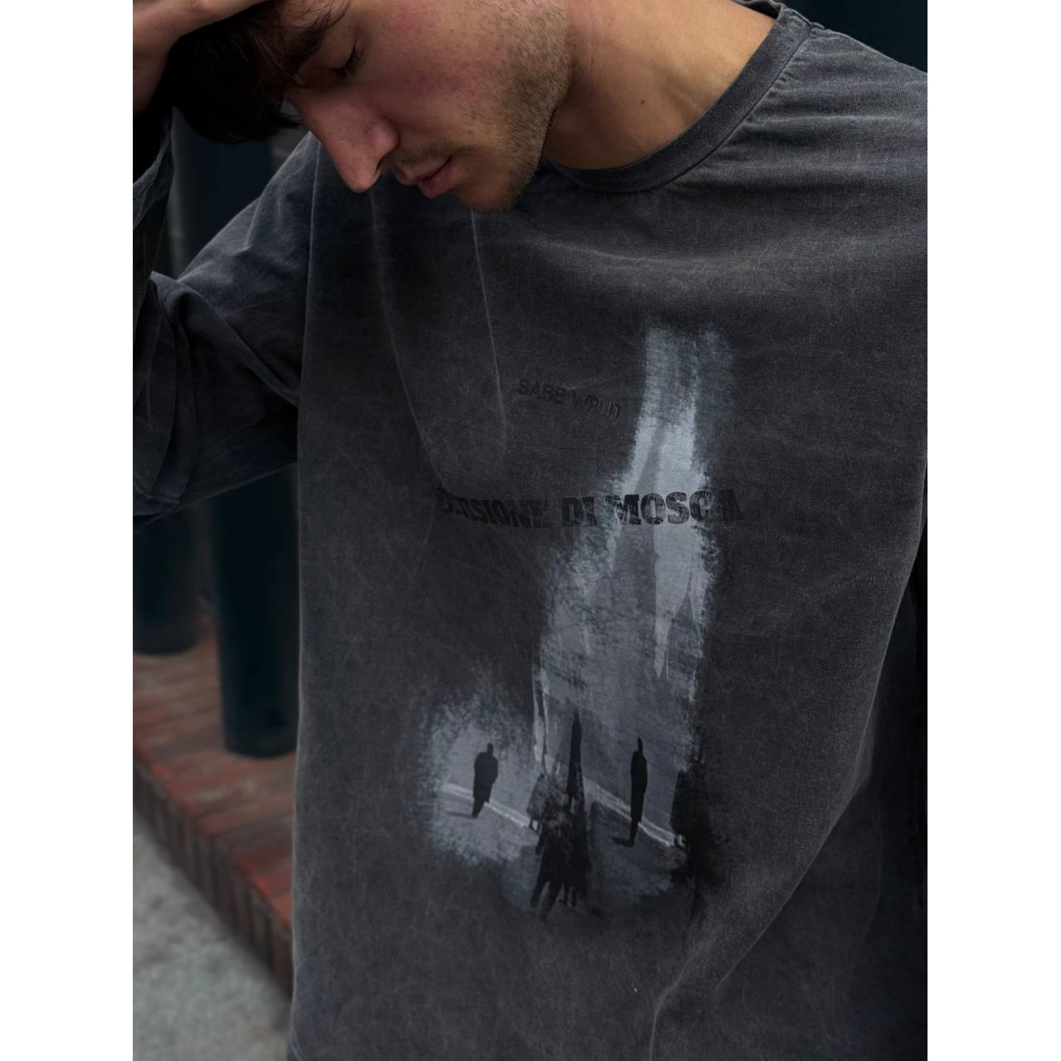 Лонгслив Sabe Longsleeve Di Mosca Acid Wash Dark Grey