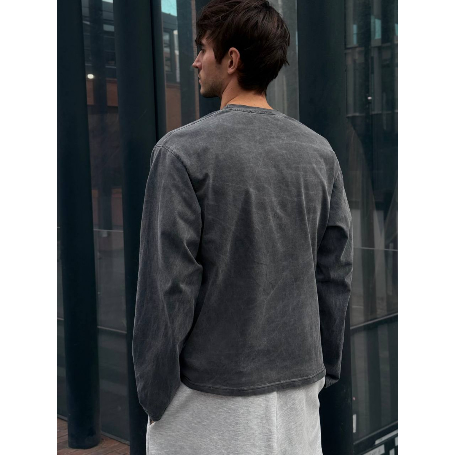 Лонгслив Sabe Longsleeve Di Mosca Acid Wash Dark Grey